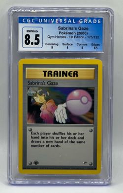 Pokemon Slab CGC Sabrina’s Gaze 1st Edition Gym Heroes 125/132 Grade 8.5 NM/Mint+