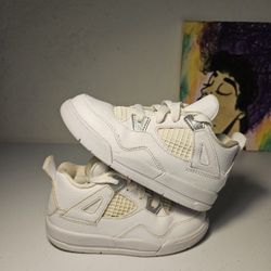 Size 10c - Kids White Jordan 4's - $40