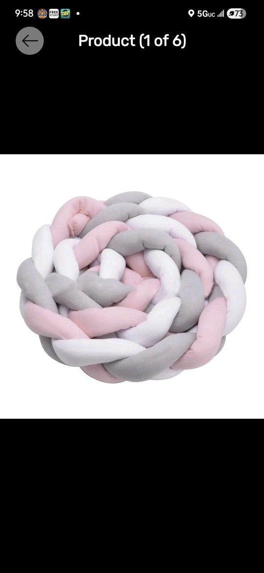 Soft Knotted Baby Crib Bumper Pink