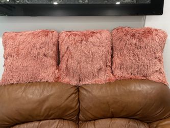 Coral Orange 20” x 20” Shag decorative throw pillows