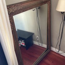 Large Antique Mirror W/gold Frame