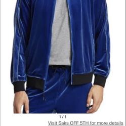 Madison Supply Velvet Track Jacket In True Blue Men Size M