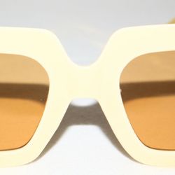 High Fashion White and Gold Large Frame Oversized Women's Sunglasses