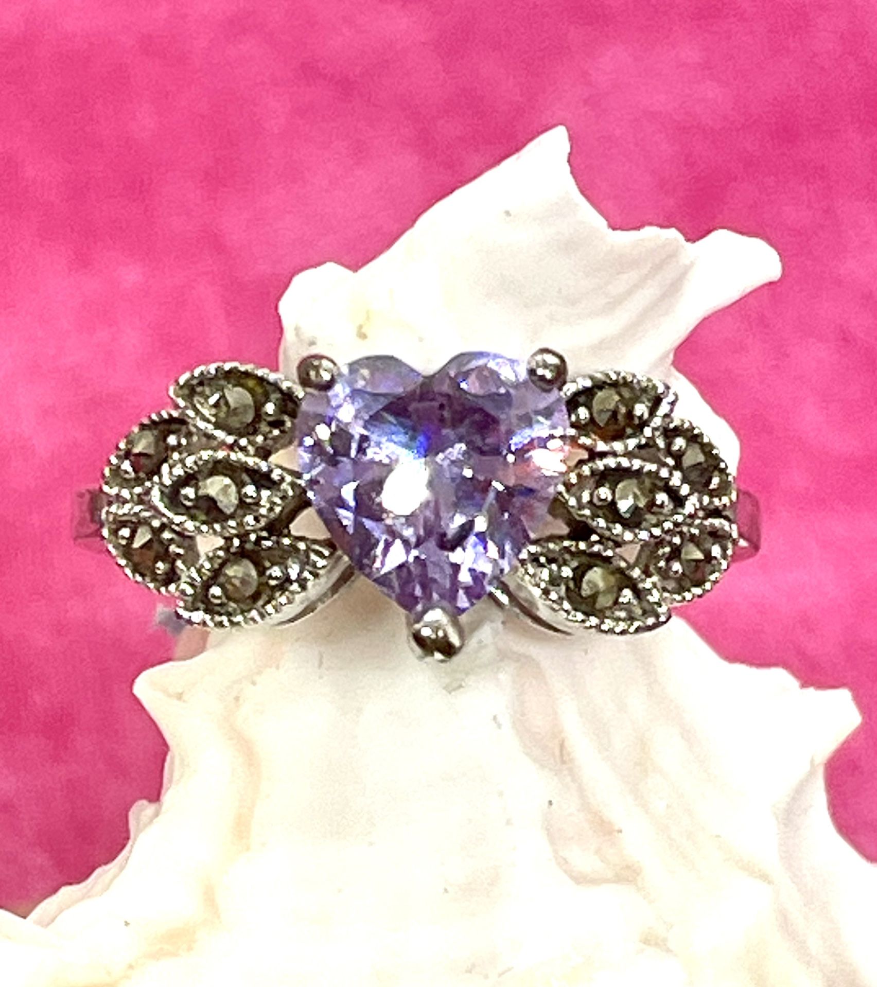 Marcasite Heart CZ Ring