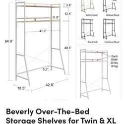 Over The bed storage Hutch For Twin /Twin XL 