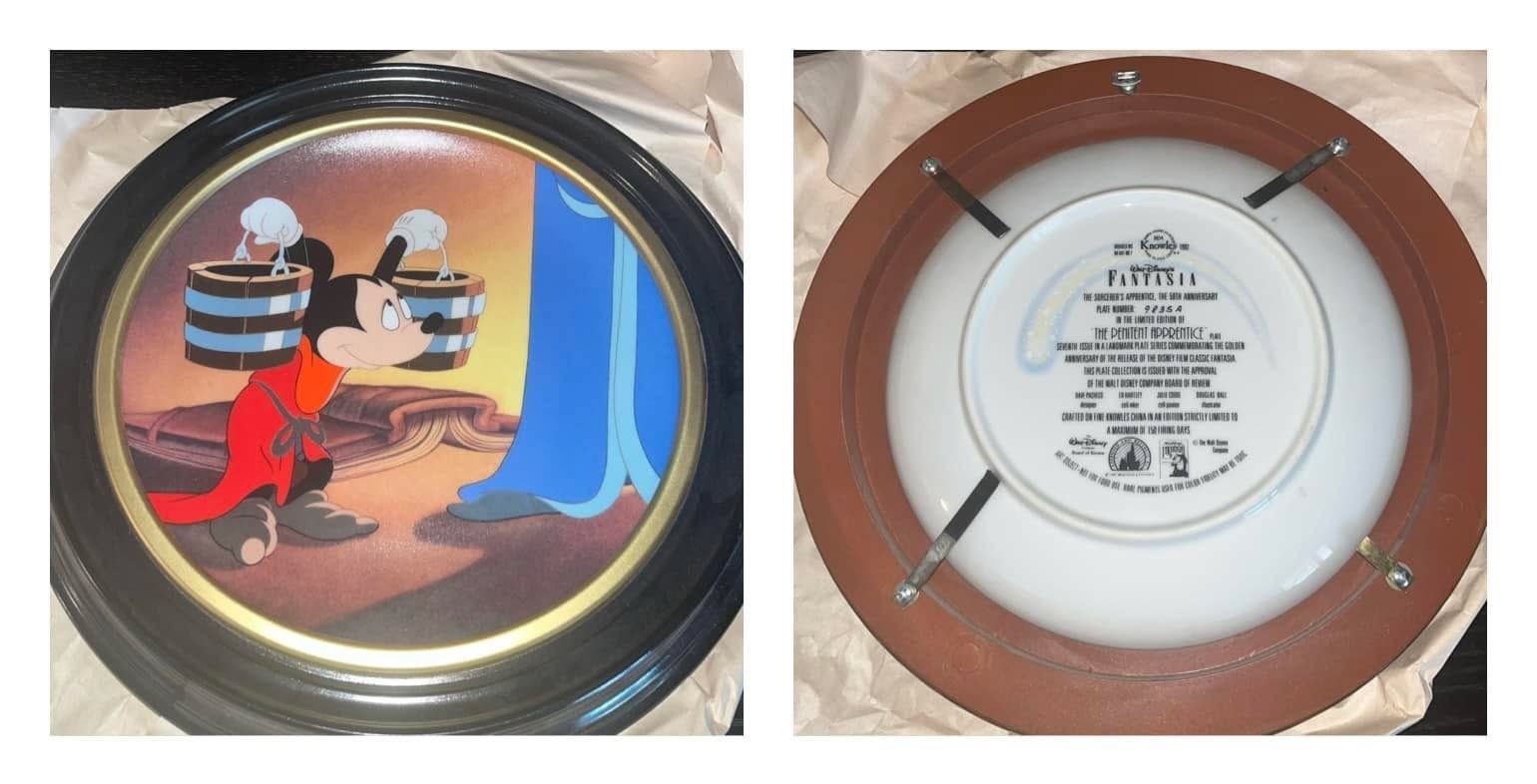 DISNEY Knowles FANTASIA “The Penitent Apprentice” Plate with frame LIMITED TO 150