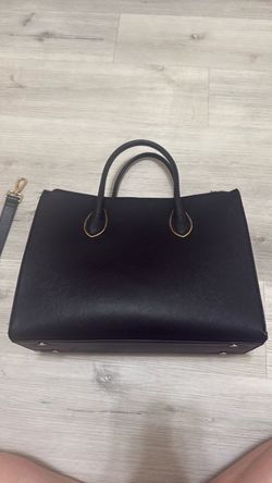 Black Saffiano Tote Bag with Gold Hardware