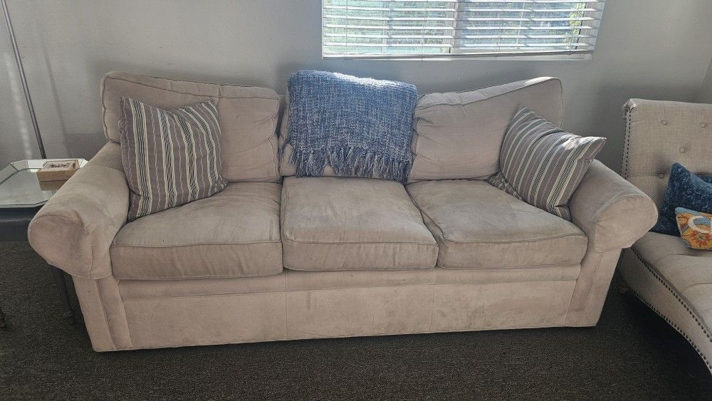 White/ Beige Drexel Couch For Sale