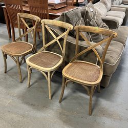 Country Rustic Style Wood Cane Chairs (in Store) 