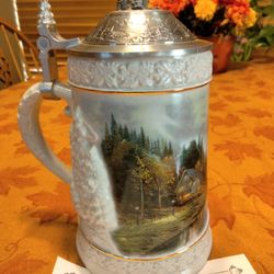 Reduced - Thomas Kinkade Collectible Numbered Beer Stein "Simpler Times"Limited Edition Number A Y 379 Made By Vintage Longton Crown 