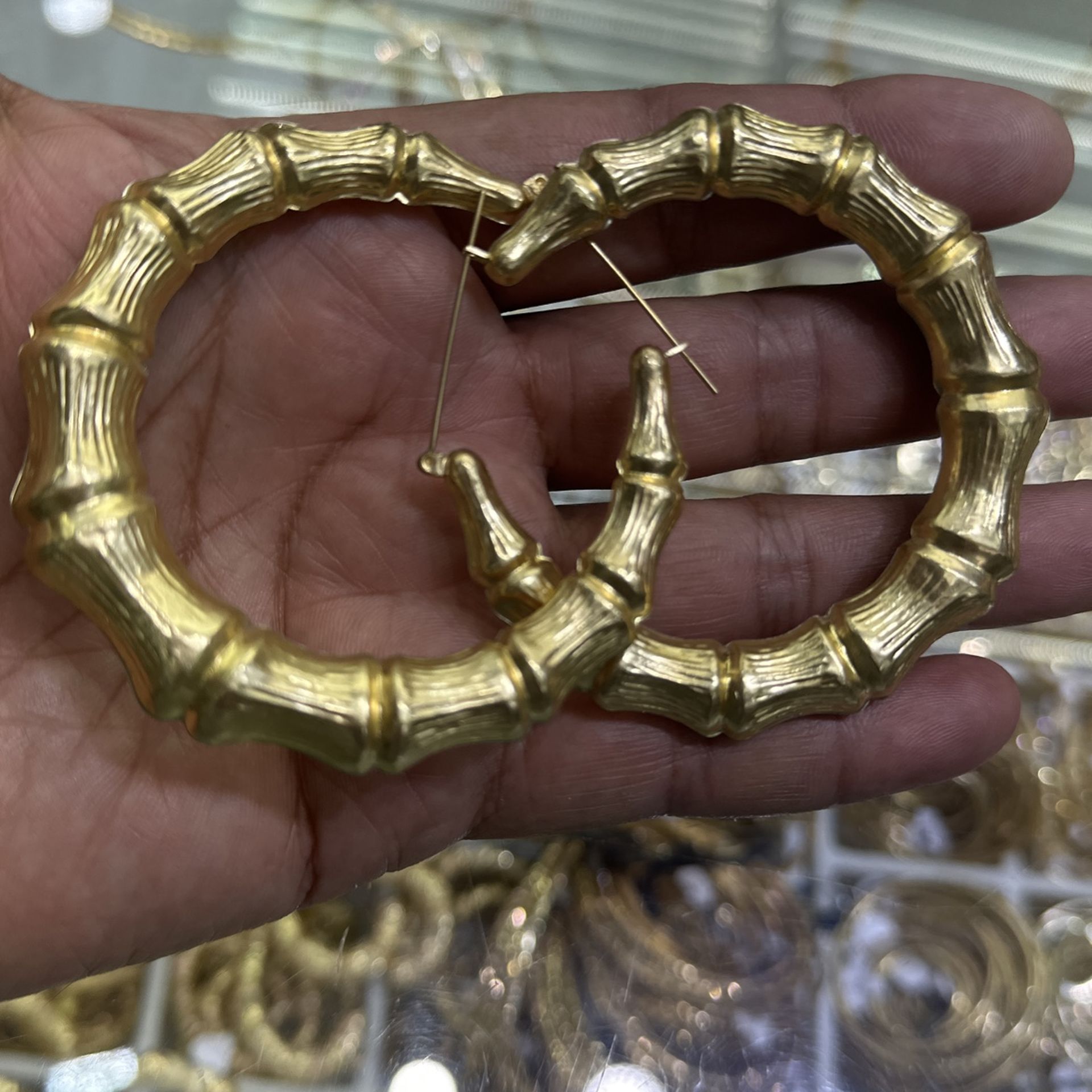 10k Gold Bamboo Earrings 14.1 Grams 