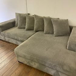 Gray Corduroy Sectional Couch Sofa *FREE DELIVERY*