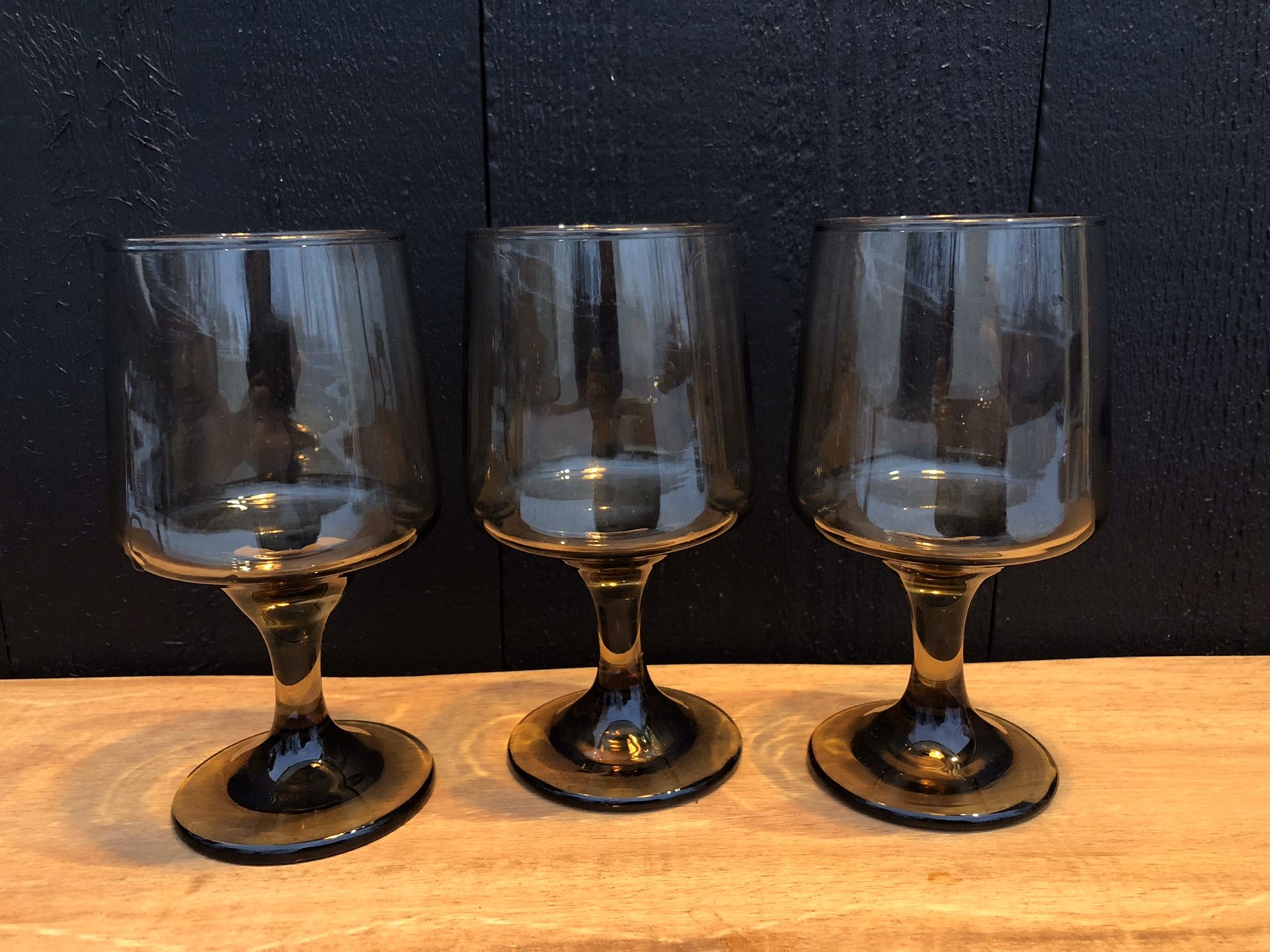 Vintage Libbey Tawny Smokey Brown Glassware 1970s Mid Century MCM Retro Houseware Boho Shag