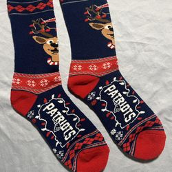 New England Patriots Sweater Stripe Holiday Socks