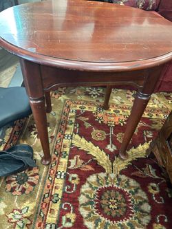 Oval Wood End Table with Tapered Legs
