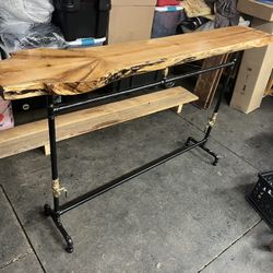 Tall Handmade Wood Metal Console Table Bar Tv Stand Shelf