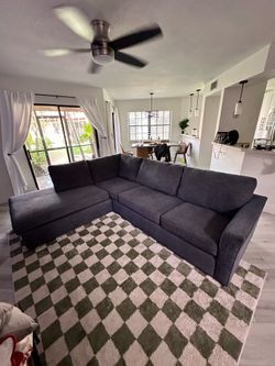 Navy blue sectional couch