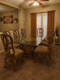 Elegant Italian Tuscan Style 9-Piece Dining Set – $1,000