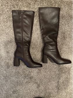 Knee High Boots Women Square Toe Chunky Heel Fashion Tall Boots