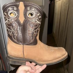 Genuine Leather Western Square Toe Rodeo Cowboy Boots 