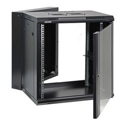 aeons 12U Double Section Hinged Swing Network Cabinet 22" Depth Glass Door