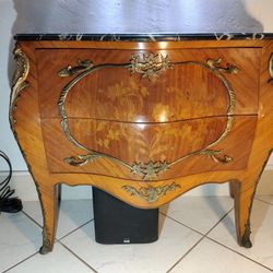 Bombe Commode Chest, Louis XV Style Black Marble Top Dresser with Bronze Mounts