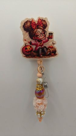 Fall Vibes Girl Slide on Badge Reel