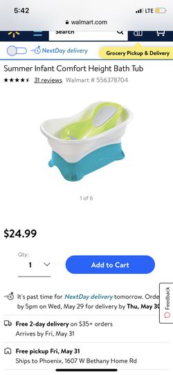 Summer Infant Comfort Height Bath Tub