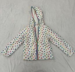 Girls Size 6 Rainbow Heart Rain Jacket. Never Worn!