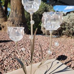 Retro crystal Glass Flower Shape Tea Light Candle Holders