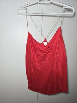 Silk RED Top With Sparkling Straps 