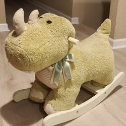 Rocking Horse Yellow Rhino, Plush Stuffed Animal Rocker for Toddlers 1-3, 
