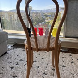 Woven Cane Wood Dining Chairs (Set of 2)