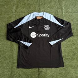 Fc Barcelona Half Zip Up Sweater Light Blue & Black Design Color Style