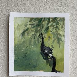 Green Abstract Swan Art Painting