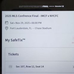 Inter Miami VS NY  Eastern Conference Finals Tickets 
