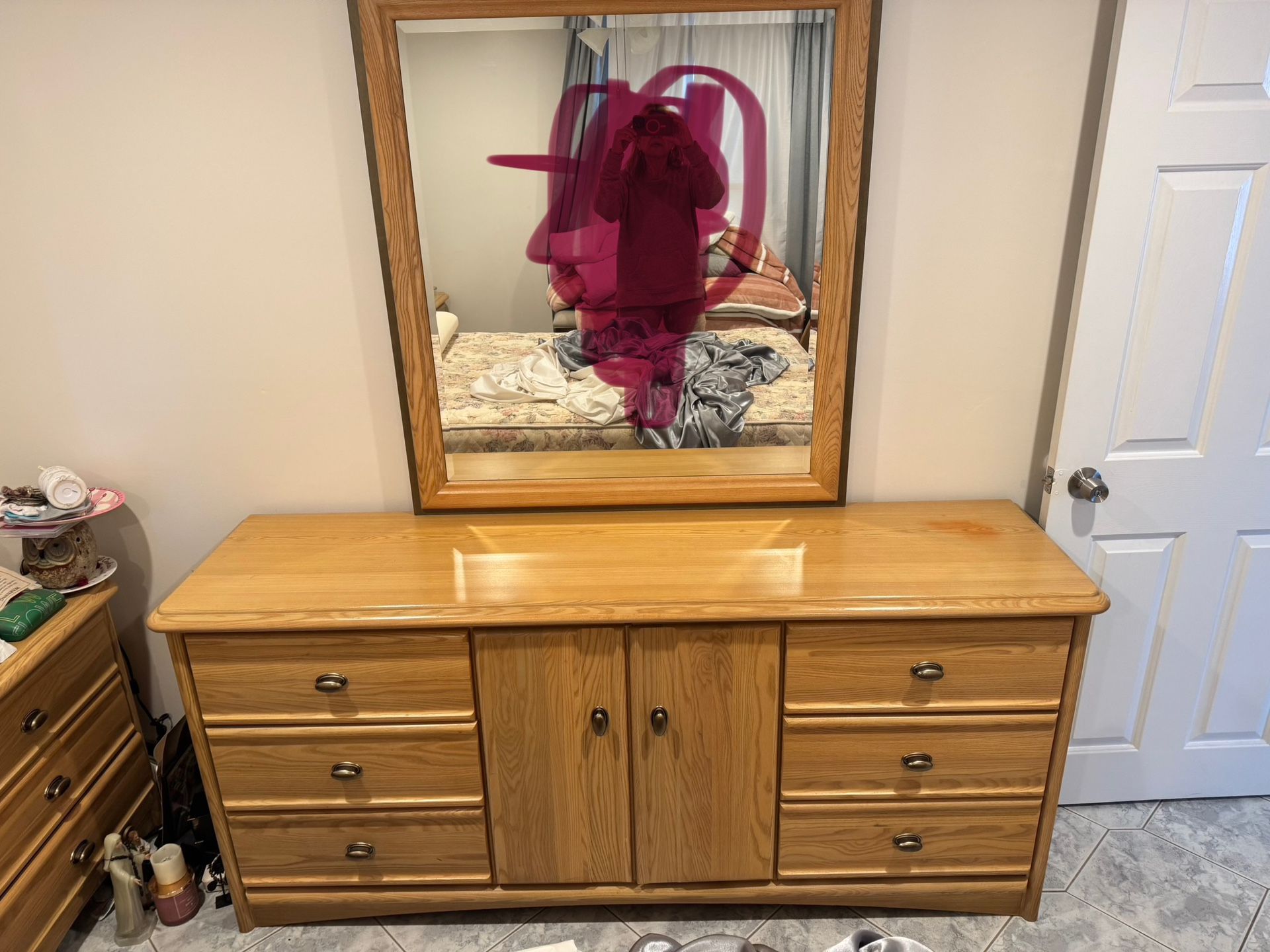 Solid Wood Dresser with Mirror 