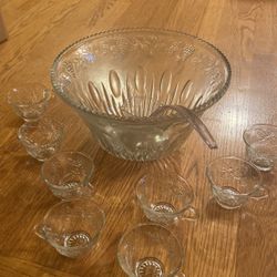 Vintage Indiana Glass Punch Bowl 