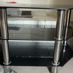 Black and silver glass 3-tiered glass stand