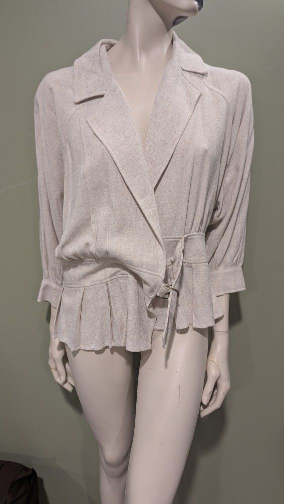Women's Mystree linen top, women's beige jacket