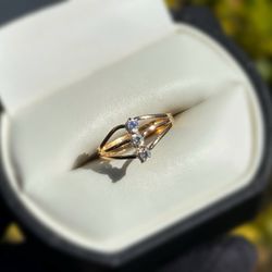 Jewelry Vintage 18k solid yellow gold CZ 0.45CTW ring sz 5.00