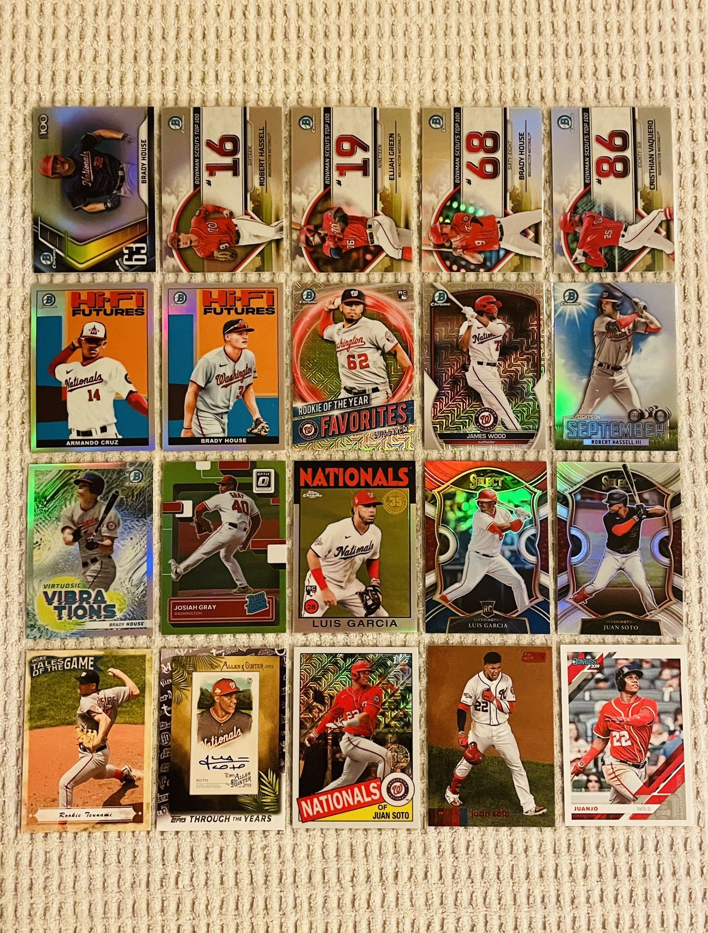 Washington Nationals 20 Card Baseball Lot! Rookies, Prospects, Refractors, Prizms, Short Prints, Variations & More!