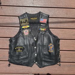 U.S. Navy Vietnam Veteran Leather Vest Authentic Unik Ultra Leather | Size 52