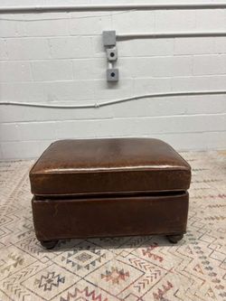Restoration Hardware Leather Ottoman