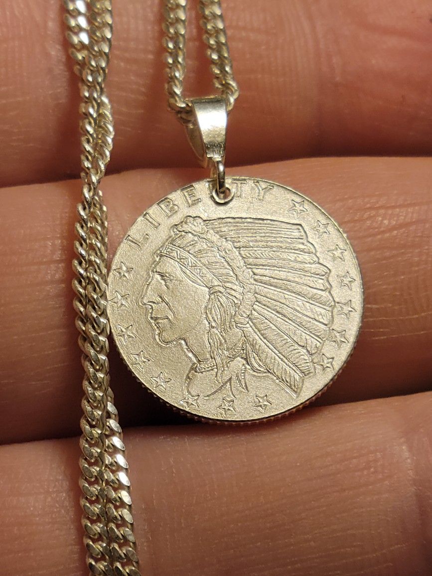 .999 Fine Silver Native American / eagle Pendant