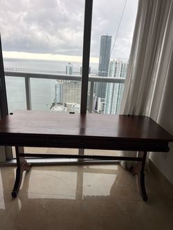 Dark Wood Console Table with Casters 26x64