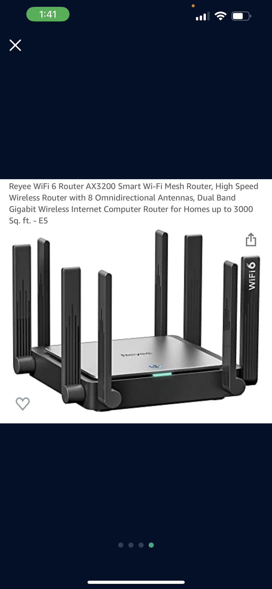 Reyee WiFi 6 Router AX3200 Smart Wi-Fi Mesh Router, High Speed Wireless Router with 8 Omnidirectional Antennas