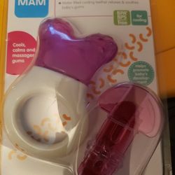 MAM Mini Cooler Teether Filled with Purified Water with Clip Pink