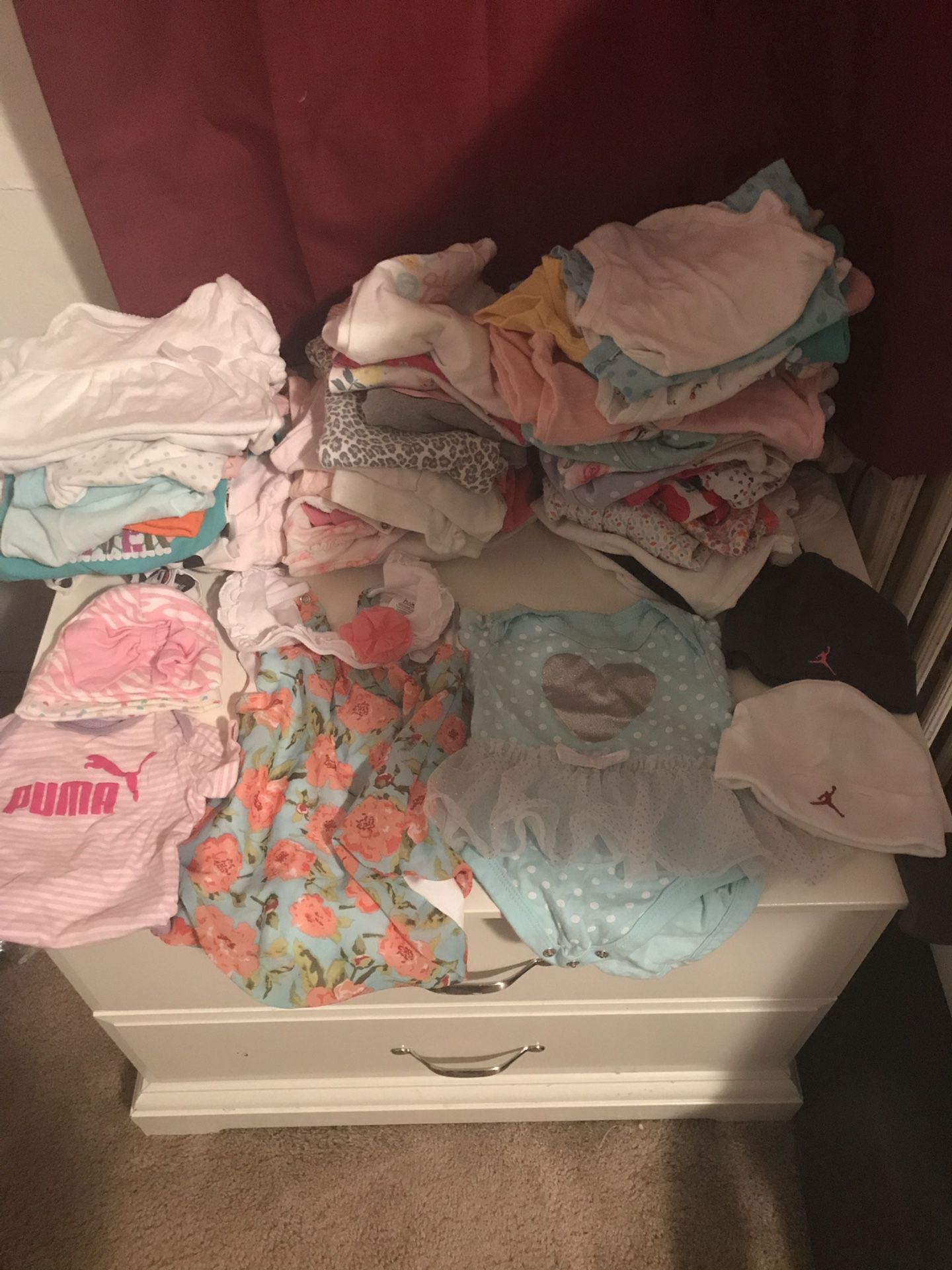 Newborn to 6 months summer clothes for baby girl, perfect condition, No stains come from a pet free smoke free home, there are 64 pieces