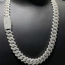 Pass Diamond Tester VVS 15mm Moissanite Diamond Cuban Link Chain Top Quality